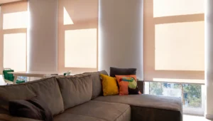 motorized shades in living room